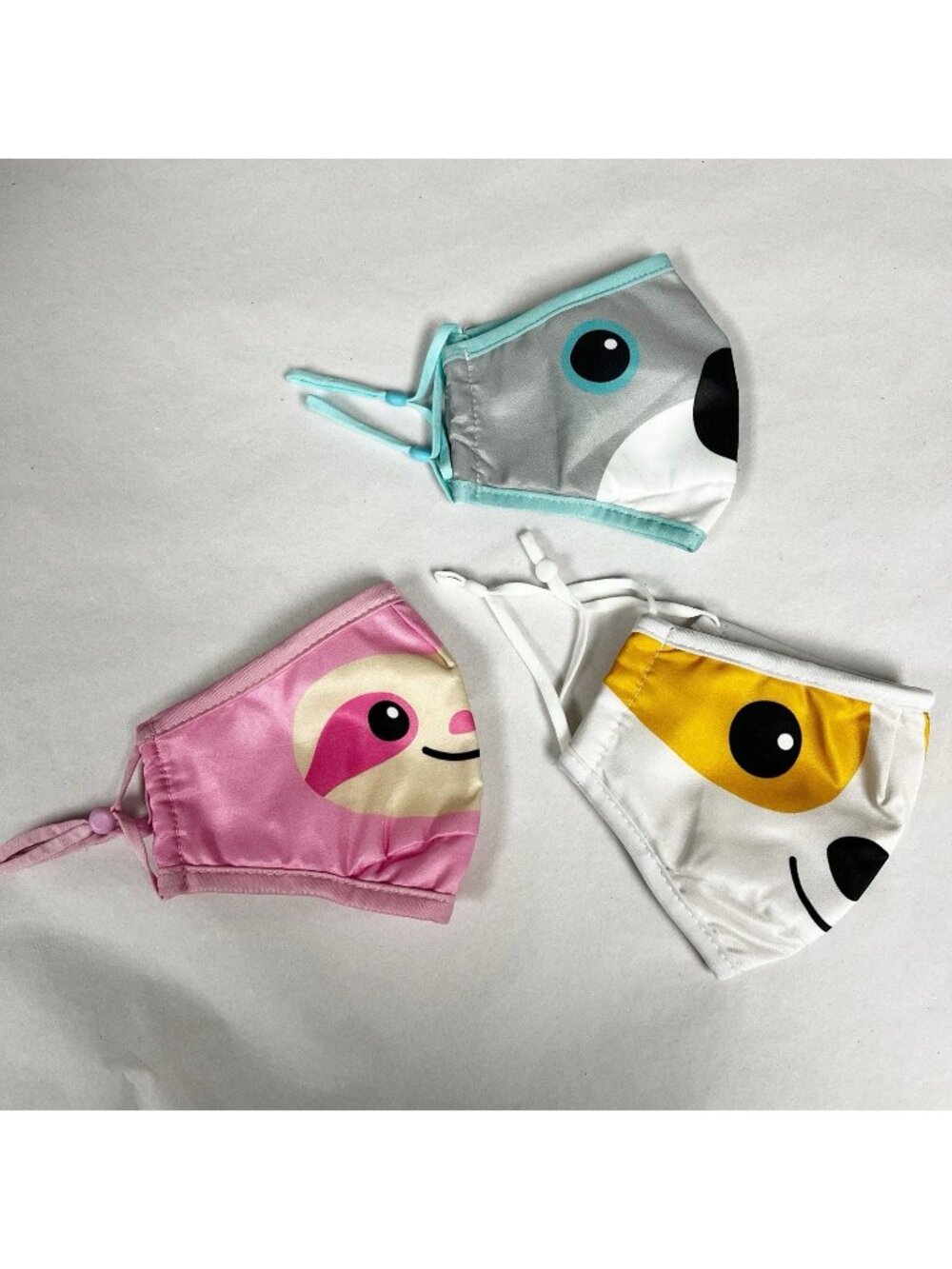 Kids Toddler Children Face Mask Reusable Washable  Koala Sloth Dog Set Of 3